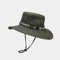 Dettaglio cappello da pesca verde oliva con rete traspirante e ricamo montagna - M (56-58cm) / Verde Militare