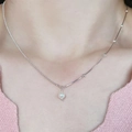 925 silver pearl necklace with asymmetrical bead chain design worn on collarbone - Asymmetric Bead Splicing Pearl (XL281)