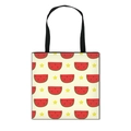 Foldable canvas tote bag with watermelon and star print and black shoulder straps - Watermelon Star Print