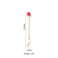 Gold Christmas fruit fork with red Santa hat silicone handle and size measurements - Gold Fork - Christmas Hat