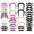 Various colorful faux mustaches for Halloween party props in flat lay arrangement - Assorted Colorful Mustache Set