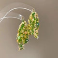 Handmade beaded floral tassel earrings in yellow and green for summer beach vacation - 165# Silver Pin - Yellow Green