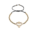 Golden heart and arrow charm bracelet with black adjustable cord for Valentine gift - Black Rope with Copper Beads