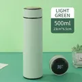 Light green 500ml 316 stainless steel insulated smart vacuum flask with tea infuser - Standard Straight Series / Light Green