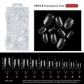Size chart for 120pcs transparent long full cover false nail tips with dimensions - Oval Transparent Style (H094-8)