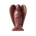 Natural goldstone angel figurine with shimmering red finish for desktop decor - Strawberry Quartz