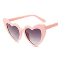 Pink heart-shaped sunglasses for women featuring stylish grey gradient lenses - Pink Frame Gradient Grey Lens