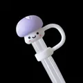Cute purple mushroom silicone straw cover with a smiley face for 10mm drinking straws - Purple Mushroom / 10mm-Individual Package