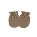 Newborn cotton anti-scratch mittens in tan brown with elastic ruffled wrist cuffs - Dark Khaki (Elastic Anti-Scratch Mittens)