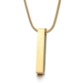 Minimalist gold bar pendant necklace for men and women on a sleek snake chain - Gold Color With Chain