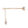 Rose gold industrial barbell ear piercing with arrow design and Hamsa hand charm - Rose Gold Arrow Hamsa Hand
