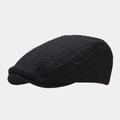 Détail du motif gaufré et du tissu noir de ce béret de style britannique pour hommes et femmes - M (56-58cm) / Noir