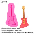 Moule en silicone guitare rose avec guitare rouge finie pour décoration de gâteau - 3#-Rose