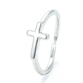 Polished silver adjustable cross ring with minimalist design for men and women - Platinum