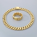 Goldenes Schmuckset aus Edelstahl mit Panzerkette, bestehend aus Halskette und Armband - Armband 20CM / Gold