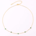 Gold plated O-chain necklace with five green heart-shaped clover charms and lobster clasp - Gold with Green Flower