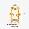 Anillo ajustable de acero inoxidable dorado con textura de lava rectangular retro - Estilo Rectángulo Hueco (ZN1028) / Dorado