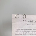 Minimalistische silberne Mond-Ohrstecker mit Zirkon-Kristallen auf Schmuck-Displaykarte - Silberstift - Mond-Sterne-Stil / Silber