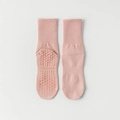 Pink mid-calf yoga socks with non-slip silicone grips and professional rib cuffs - One Size / Pink