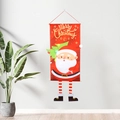 Striscione natalizio con Babbo Natale e albero su parete bianca con corda rossa - Babbo Natale Rosso