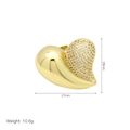 Detailed size view of gold heart pendant with cubic zirconia inlay 28mm by 27mm - Half Pavé Heart