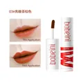 Matte lip mud in shade 03 Caramel Tea Brown showing thin and thick application - 03# Caramel Tea Brown