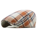 Adjustable cotton plaid ivy cap in orange and beige checkered pattern for outdoors - Adjustable / Pink Plaid