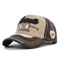 Vintage brown and khaki baseball cap with Hawaii embroidery and distressed finish - Adjustable / Coffee & Khaki