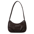 Borsa a tracolla a mezzaluna plissettata marrone scuro in ecopelle opaca con logo moda - Marrone