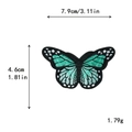 Teal and green butterfly embroidery patch for DIY clothing repair, size 7.9cm x 4.6cm - Large / With Adhesive / Blue