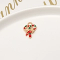 Christmas candy cane pendant charm with red and green enamel and gold alloy finish - 30# Candy Cane (13*18mm)