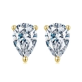 Minimalist S925 sterling silver stud earrings with pear-cut golden zirconia stones - Gold Teardrop Style (APE61-14K)