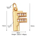 Gold plated copper letter F pendant with micro-paved white cubic zirconia stones - Zirconia Letter F