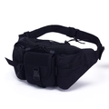 Tactical black waterproof waist bag with buckle pockets and adjustable nylon strap - One Size / Black