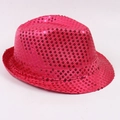 Sparkly rose red sequin jazz hat for magic performances and stage costumes - Rose Red / 54CM (Kids Style)