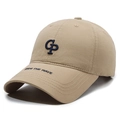 Casquette en coton kaki avec broderie CP marine et texte RIDE THE WAVE brodé - Beige Clair