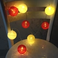 Warm white cotton ball string lights in red, yellow, and beige for holiday decoration - China Red