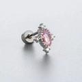 Titanium steel cross stud earring with pink zircon and screw back for a secure fit - Retro Cross Style (A35-4#)