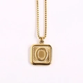 Golden necklace featuring a square pendant with the letter O in a minimalist design - Letter O