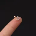 Rose gold fan-shaped stainless steel cartilage stud with marquise and round zircon stones - Fan Radiant (347-4#R)