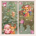 Pink Christmas window clings featuring Santa Claus, gingerbread man and reindeer stickers - Set of 2 BQ609+613