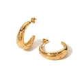 Vintage gold-plated C-shaped earrings with emerald heart and round cubic zirconia accents - Gold Thick C-Shape Transparent Rhinestone Earrings(HF-E3269-WT)
