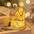 Miniature LED glowing resin cafe house with snow detail for Christmas decor - Style E