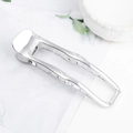 Polished silver rectangular metal hair claw clip with a minimalist hollow design - Rectangular Hollow Silver B3310