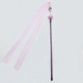 Purple wand cat toy with pink plush ball, glitter handle, and long sheer ribbon streamers - Light Pink Fairy Streamer