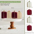Set of 4 burgundy and white flocked Christmas gift box ornaments with gold glitter stripes - 7.5x5cm / 159-4 Red & White Gift Boxes (Pack of 4)