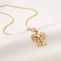 Collana con ciondolo a fiocco in zircone e acciaio inossidabile placcato oro 18k - Oro