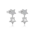 Pendientes de estrella en plata S925 con circón blanco y acabado pulido brillante - Plata 925 / Platino