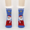 Chaussettes thermiques de Noël bleues avec doublure sherpa et motifs Père Noël - Taille unique / Père Noël Étoile Bleu