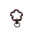 Pink and black flower-shaped alloy spring clasp with a rotating D-ring connector - Hand-painted Black